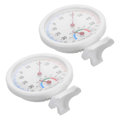 CORHAD 2 Stück Hygrothermograph Rundes Analog Thermometer Hygrometer für Innen Außen Präzise Temperatur und Luftfeuchtigkeitsanzeige Geeignet für Kühlschrank und Luftbefeuchter von CORHAD