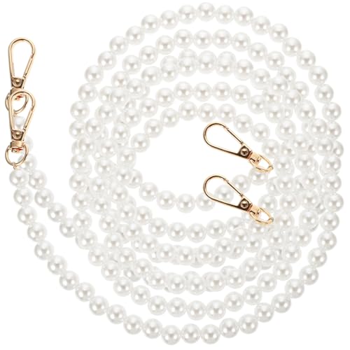 CORHAD 2 Stück Perlenkette Handtaschenriemen Imitationsperlen Abs Legierung Strap Ersatz DIY Schultergurt für Clutch Damen Zubehör von CORHAD