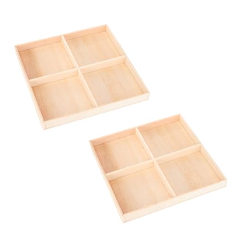 CORHAD 2 Stück Praktische Holz-aufbewahrungsbox in Khaki mit Fächern Multifunktional als Dekorativer Kosmetik-organizer und Desktop-halter für Stilvolle Wohnraumgestaltung von CORHAD