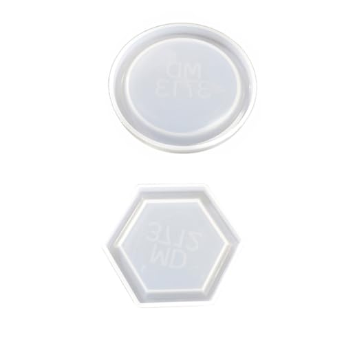 CORHAD 2 Stück Silikonform DIY Epoxidharz Gießform Tablett Hexagon Rund Silikon Tray Mold für Basteln und Aufbewahrung Wiederverwendbar Leicht zu Entformen Glatt und Robust von CORHAD