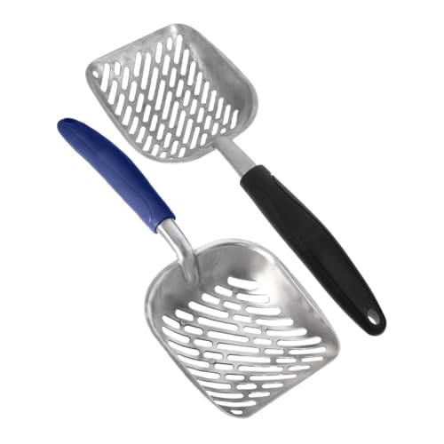 CORHAD 2 Stück Teiliges Metall Katzenschaufel mit Großem Lochmuster Ergonomischer Griff für Komfortable Handhabung Langlebige Aluminiumausführung Effiziente Reinigung Katzenklo für von CORHAD