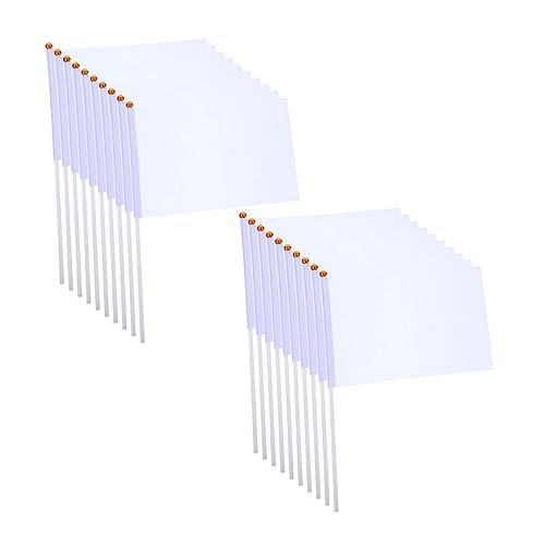 CORHAD 20 Stück Handschwenkflaggen Weiße Signalflaggen Stab für Sportwettkämpfe Schiedsrichter Rennveranstaltungen und Fan anfeuerung von CORHAD