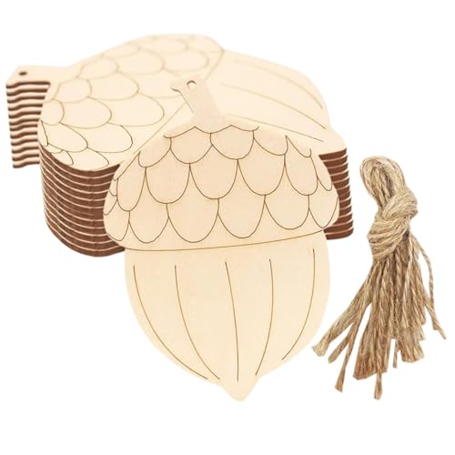 CORHAD 20 Stück Teiliges DIY Holzanhänger Zapfen Form zum Bemalen und Basteln Leichte Holzscheiben für Weihnachtsbaum Deko Fenster Wanddeko Kinderfreundlich Festliche DIY von CORHAD