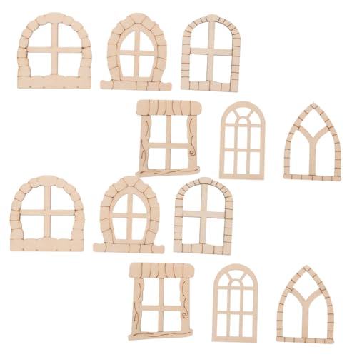 CORHAD 25 Stück Unvollendetes Mini Holz tür Fenster set DIY Bastelset für Garten Patio dekoration Robustes Langlebiges Naturholz fenster Türzubehör von CORHAD