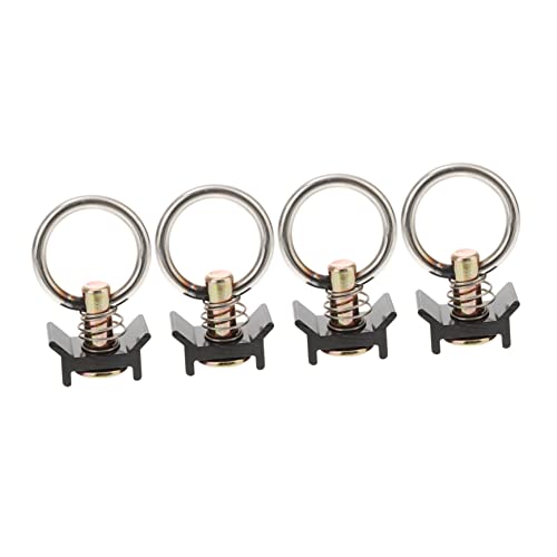 CORHAD 4 Stück Logistic Keeper Cargo Down Sing Control Ring O Zubehör Downs For Fitting Steel Round L Edelstahl Mit Hook Airline Track Aluminium Installation Black Stud Professional von CORHAD