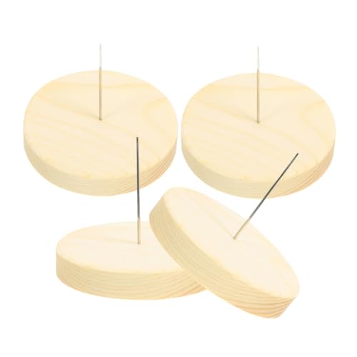CORHAD 4 Stück Teiliges Puppenständer mit Einzelnem Stahl nadelhalter Runder Holzsockel Stabiler Filzpuppenhalter für Häkel Wollfilzpuppen DIY Displayständer für Handarbeitsfiguren von CORHAD