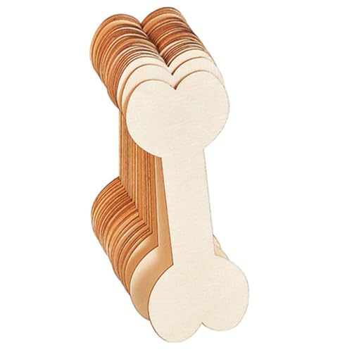 CORHAD 40 Stück Unbemalte Holz dog bone ausschnitte Glatte Oberfläche DIY Beschreibbare Hundeknochen holzscheiben Kreative Bastelverzierung für Heimdekoration von CORHAD