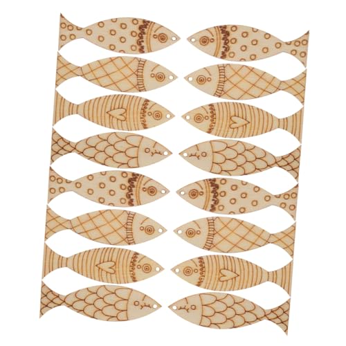CORHAD 50 Stück Bemalte Fisch Anhängerrohlinge Rustikales Loch Seedekor Tier Orientalisches Nautisches Dekor Dekoration Fischdekor Ausschnitt DIY Fischhandwerk Großes von CORHAD