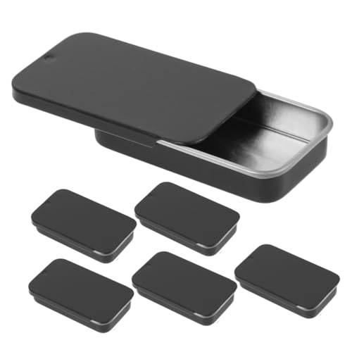 CORHAD 6 Stück Metall Box Container Mit Schiebedeckel Kleiner Lagerung Dosen Für Süßigkeiten Schmuck Und Bastelbedarf Rechteckige Aufbewahrungsbox (60x34x10mm Schwarz) von CORHAD