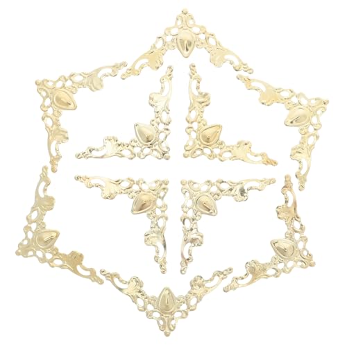 CORHAD 80 Stück Teiliges Vintage Metall Eckenschutz für Alben und Boxen Leichter Hohler Dreiecksschutz mit Dekorativem Design Einfach zu Montieren Schützt Buch Fotokanten vor von CORHAD