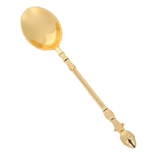 CORHAD Dessertlöffel Nachtisch Mini Creme Eis Rühren klein schmucklos Aufschlag Geschirr Netter Löffel Salatlöffel Löffel Besteck des Lebensmittels winzige Legierung Golden von CORHAD