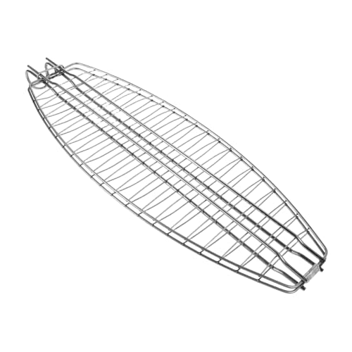 CORHAD Edelstahl Fischgrillkorb mit Klemme Tragbar Faltbar Großer Ovaler Grillrost für Outdoor Bbq Vielseitig für Fisch Gemüse Fleisch Passend für Gasgrill Sicheres Wenden von CORHAD