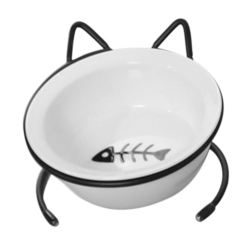 CORHAD Erhöhte Keramik katzenfutterschale mit Nackenschutz rutschfest Robust und Spülmaschinenfest Ergonomisch gegen Nackenbelastung und Verschütten Portionsgröße für Gesunde Fütterung von CORHAD