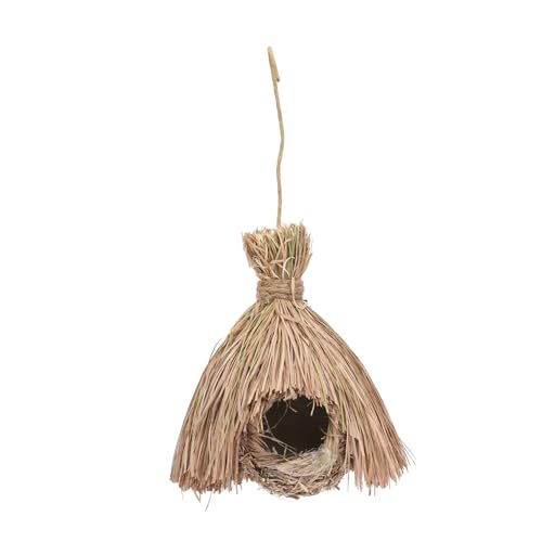 CORHAD Hängendes Vogelnest aus Natürlichem Stroh Dekorativer Tropfenförmiger Unterschlupf für Gartenvögel Umweltfreundliche Gartendeko für Terrasse und Balkon Handgefertigt und Langlebig von CORHAD