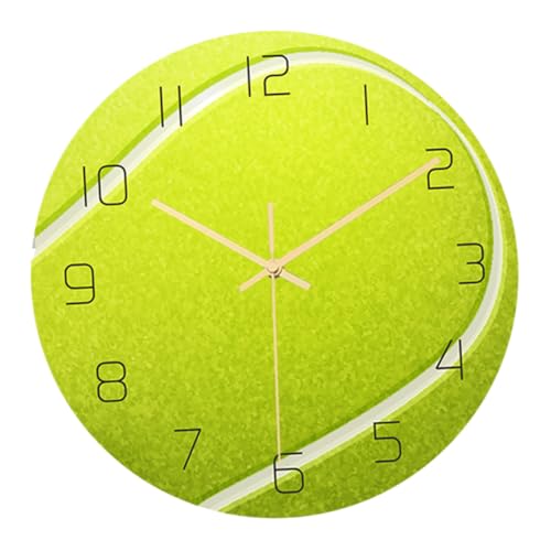CORHAD Leise Wanduhr mit Tennisball Design Geräuschloses Uhrwerk Große Arabische Ziffern Dekorative Uhr für Wohnzimmer Schlafzimmer Arbeitszimmer Einfache Montage von CORHAD