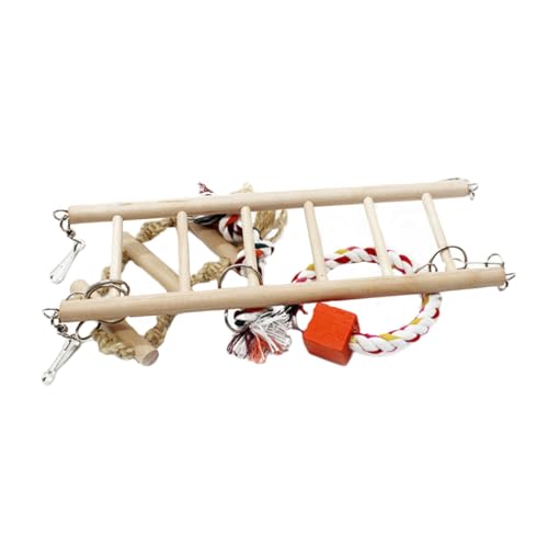 CORHAD Papageien Kauspielzeug Hängende Holzleiter mit Schaukelspielzeug Naturholz Sitzstange für Vogelkäfig Langlebiges Kletterspielzeug Balance und Aktivität bei Kleinen Vögeln CORHAD Papageien Kauspielzeug Hängende Holzleiter mit Schaukelspielzeug Naturholz Sitzstange für Vogelkäfig Langlebiges Kletterspielzeug Balance und Aktivität bei Kleinen Vögeln von CORHAD