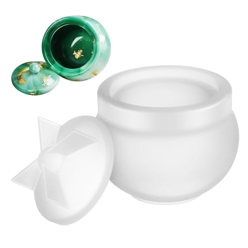 CORHAD Silikonform Resin Jar Mold mit Deckel Hitzebeständige Epoxidharzform für DIY Aufbewahrungsbox Flexible Langlebige Silikonform Leicht zu Reinigen für Bastelprojekte von CORHAD