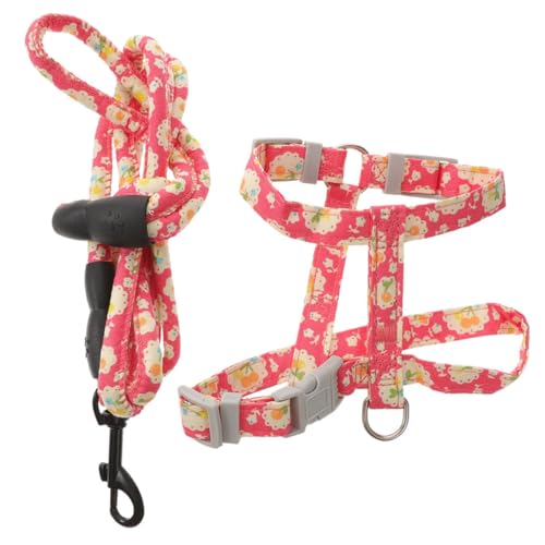 CORHAD Verstellbare Katzenleine mit Ausbruchsicherem Geschirr Flexiblem Design und Einhandbedienung Outdoor Katzenzubehör für Kleine und Mittlere Katzen Rotes Blumenmuster CORHAD Verstellbare Katzenleine mit Ausbruchsicherem Geschirr Flexiblem Design und Einhandbedienung Outdoor Katzenzubehör für Kleine und Mittlere Katzen Rotes Blumenmuster von CORHAD