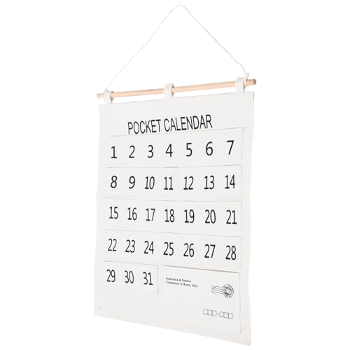 CORHAD Wandkalender Monatskalender aus Baumwolle und Leinen mit Aufbewahrungstaschen Wandhängender Kalenderbeutel zum Organisieren von Stiften und Notizen Platzsparend für Büro und von CORHAD