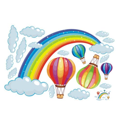 CORHAD Wandsticker Regenbogen und Heißluftballon Selbstklebend Abziehbar Umweltfreundlich Geeignet für Wände Türen Fenster für Kinderzimmer und Wohnräume von CORHAD