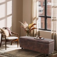 Sitztruhe Bukit 118x37x43 cm Kunstleder Braun [en.casa] von [CORIUM]