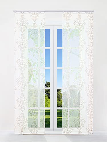 CORLIF 2er Schiebegardinen Ausbrenner Modern Flächenvorhänge mit Klettband Transparente Fensterstores Dekoschals inkl. Beschwerungsstäben Sand BxH 57x225cm 2 Stück von CORLIF