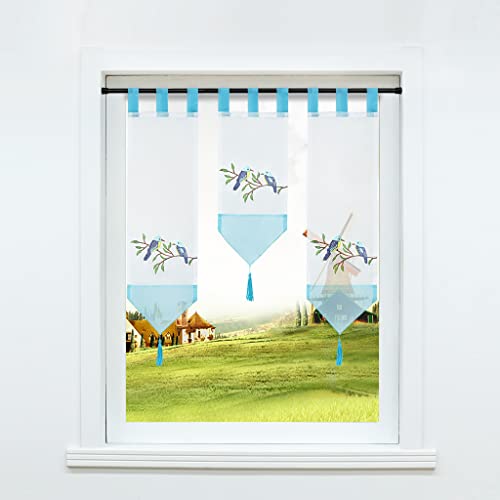 CORLIF 3er-Set Scheibengardine mit Schlaufen Voile Transparente Bistrogardine Landhaus Küche Kurzstore Kleinfenster Gardine mit Stickerei Muster Blau BxH 20x50cm 1er Pack + BxH 20x70cm 2er Pack CORLIF 3er-Set Scheibengardine mit Schlaufen Voile Transparente Bistrogardine Landhaus Küche Kurzstore Kleinfenster Gardine mit Stickerei Muster Blau BxH 20x50cm 1er Pack + BxH 20x70cm 2er Pack von CORLIF