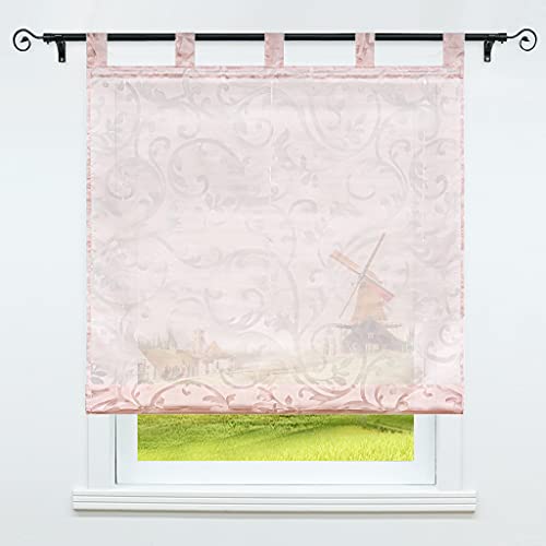 CORLIF Raffrollo Ausbrenner Transparente Raffgardine mit Schlaufen Schlaufenrollo Gardinen Modern Rosa BxH 140x150 cm 1 Stück von CORLIF