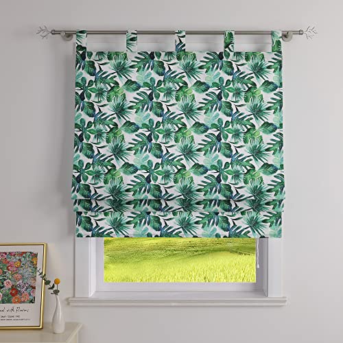 CORLIF Raffrollo mit Schlaufen Raffgardine Blickdicht Schlaufenrollo Küche Rollos Modern mit Blätter Muster Kurze Gardine Hawaiianischer Stil B/H 60/140 cm Grün CORLIF Raffrollo mit Schlaufen Raffgardine Blickdicht Schlaufenrollo Küche Rollos Modern mit Blätter Muster Kurze Gardine Hawaiianischer Stil B/H 60/140 cm Grün von CORLIF