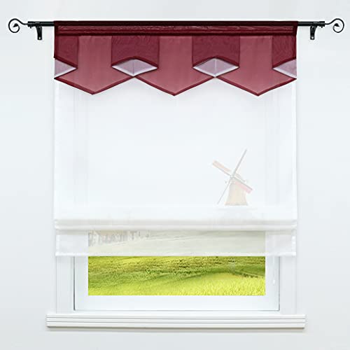 CORLIF Raffrollo mit Tunnelzug Doppelschichtige Raffgardine Rautenförmige Blende Faltenrollo Voile Gardinen Modernes Bändchenrollo Transparent Vorhänge Rot BxH 120x140 cm 1 Stück CORLIF Raffrollo mit Tunnelzug Doppelschichtige Raffgardine Rautenförmige Blende Faltenrollo Voile Gardinen Modernes Bändchenrollo Transparent Vorhänge Rot BxH 120x140 cm 1 Stück von CORLIF