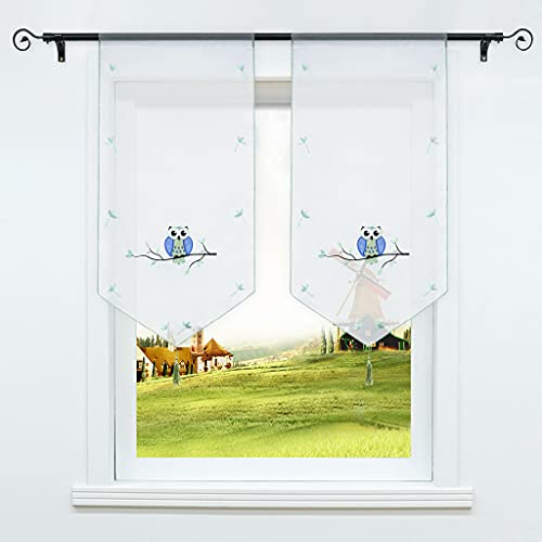 CORLIF Voile Scheibengardine mit Tunnelzug küche transparente Bestickte Bistrogardine mit Quaste Fenster Gardinen Eule Muster BxH 40x90cm Grün 1 Stück CORLIF Voile Scheibengardine mit Tunnelzug küche transparente Bestickte Bistrogardine mit Quaste Fenster Gardinen Eule Muster BxH 40x90cm Grün 1 Stück von CORLIF