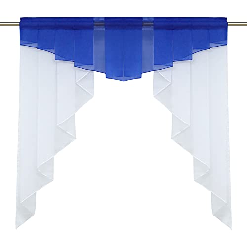 CORLIF Voile Scheibengardinen Küche Bistrogardinen Kleinfenster Gardinen mit Kräuselband oder Tunnelzug Transparente Gardinen Modern Dunkelblau BxH 140x145cm 1 Stück von CORLIF