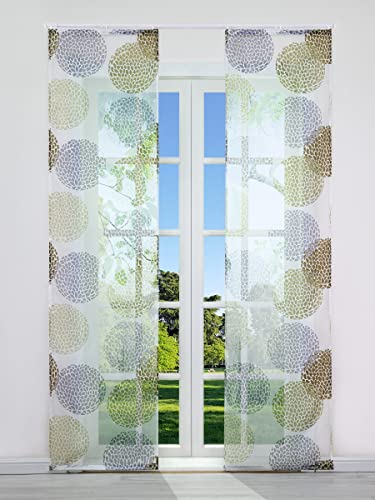 CORLIF Voile Schiebegardinen Flächenvorhänge Set 2er Gardinen mit Klettband Schiebevorhang Halbtransparent Vorhang inkl. Beschwerungsstäben modernes Muster Grau BxH 57x225cm 2 Stück von CORLIF