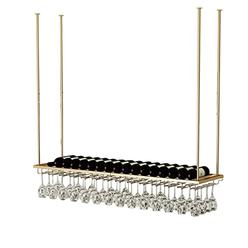 An der Wand montierter Weinflaschenhalter, goldenes Weinregal, an der Decke hängendes Weinglas-/Kelchregal für die Dekoration unter dem Schrank in der Küche oder Bar – einstellbare Höhe und von CORNLYYUMI