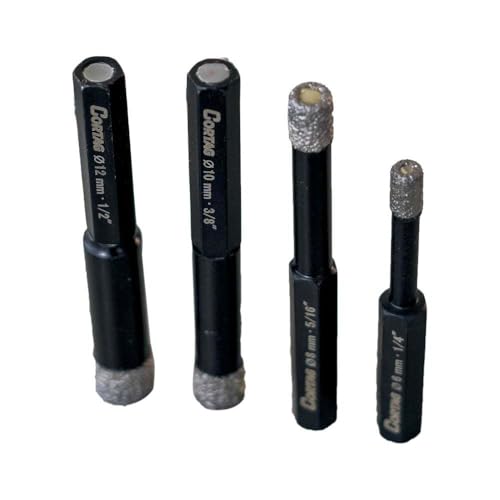 NUEVO 2024 - KIT BROCAS DIAMANTADA VACCUM 5, 8, 10 Y 12 MM PORCELÁNICO EN SECO von CORTAG
