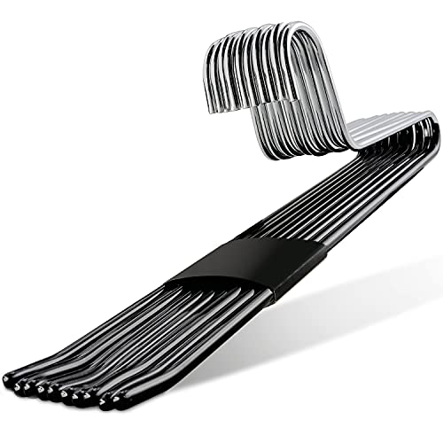 CORTEC Hosenbügel Metall platzsparend & rutschfest 10 Stück Kleiderbügel für Hosen aller Größen Hosenkleiderbügel stabil Schwarz gummiert von CORTEC