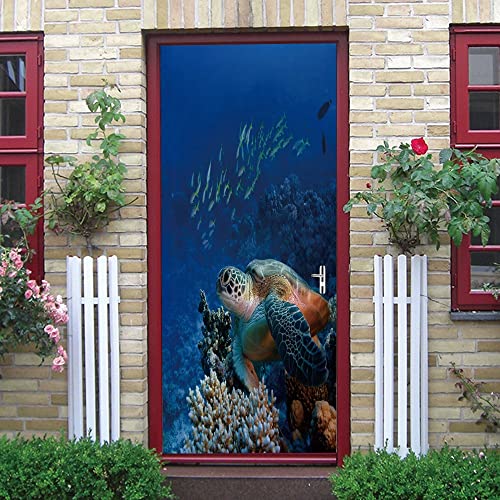 3d wandtattoo 50x125cm(19.68 inches * 49.21 inches) Schildkröten Ozean DiY 3D Wandaufkleber Wandbild Home Decor Art Removable Door Sticker Decole Türaufkleber von CORYBE