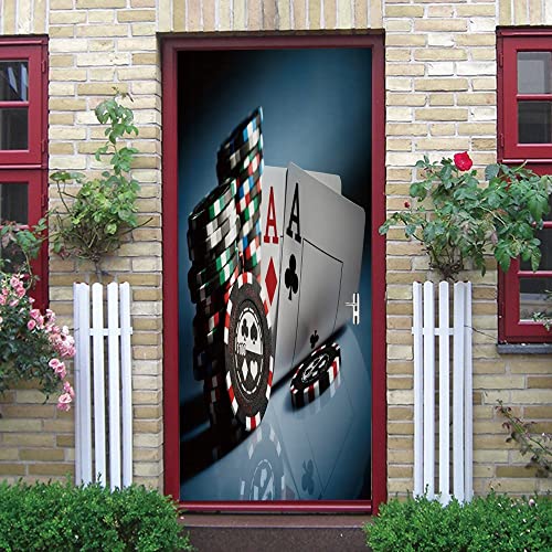 Dekorative Malerei 3d Türaufkleber 50x125cm(19.68 inches * 49.21 inches) Poker Türtapete selbstklebend TürPoster - Fototapete Türfolie Poster Tapete Meer Aufkleber DIY Selbstklebende Wandbild PVC von CORYBE