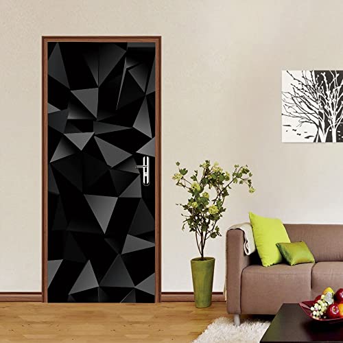 türaufkleber selbstklebend 95x215cm(37.4 inches * 84.64 inches)Schwarz einfarbig 3D Tür Aufkleber für Innentüren Wasserdichte Tür Aufkleber 3D Effekt Tapete DIY Wandbilder Wohnzimmer Schlafzimmer Tür von CORYBE