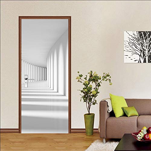 türbilder selbstklebend 80x200cm(31.49 inches * 78.74 inches) Weiß Korridor 3D Türaufkleber Türposter PVC Türfolie Türtapete Dekofolie Selbstklebend DIY Türbild Dekoration Art von CORYBE