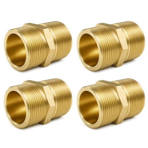 COSBERY Doppelnippel 1 Zoll, 4 Stück Messing Außengewinde (Ø 32,5mm), Doppelnippel Sechskant G1" AG/AG, Robust und Rostfrei, Messing Gewindefitting Fittings für Trinkwasser Geeignet, Wasserrohr von COSBERY
