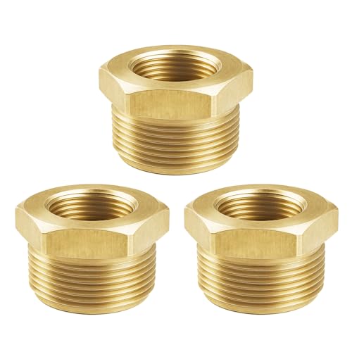 COSBERY Messing Reduzierstück 1 auf 3/4 Zoll, 3 Stück Reduzierung Gewindefitting mit Sechskant G1" auf G3/4" (AG Ø 32,5mm x IG Ø 25,7mm), Messing Fitting für Rohranschluss von COSBERY