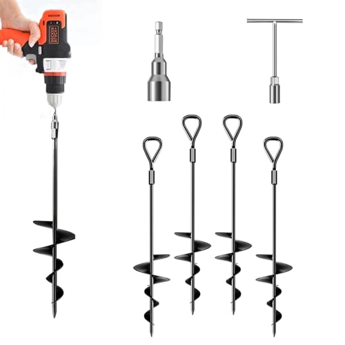 Bodenanker, 47,5 cm, robuste Erdanker, Schaukel-Set, Anker-Set mit T-Griff, Sechskantschlüssel für Pavillon, Wohnmobil, Campingzelt, aufblasbare Schlösser, Schuppen, Trampolin, Carports (Ring, 4 Stück Bodenanker, 47,5 cm, robuste Erdanker, Schaukel-Set, Anker-Set mit T-Griff, Sechskantschlüssel für Pavillon, Wohnmobil, Campingzelt, aufblasbare Schlösser, Schuppen, Trampolin, Carports (Ring, 4 Stück von COSDACE