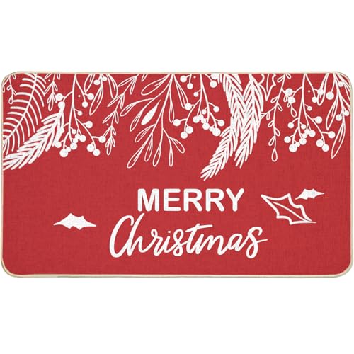 COSEVIER Fußmatte mit Aufschrift "Merry Christmas", für drinnen und draußen, rutschfest, Gummi, Willkommens-Matten für Wohnzimmer, Küche, Heimdekoration, 43,2 x 73,2 cm, Rot COSEVIER Fußmatte mit Aufschrift "Merry Christmas", für drinnen und draußen, rutschfest, Gummi, Willkommens-Matten für Wohnzimmer, Küche, Heimdekoration, 43,2 x 73,2 cm, Rot von COSEVIER