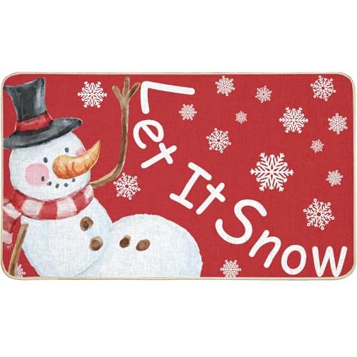 COSEVIER Weihnachtliche Fußmatte, roter Schneemann "Let It Snow", Fußmatte für drinnen und draußen, Eingang, Bodenmatte, rutschfeste Gummi-Matten für Wohnzimmer, Küche, Heimdekoration, 43,2 x 73,2 cm COSEVIER Weihnachtliche Fußmatte, roter Schneemann "Let It Snow", Fußmatte für drinnen und draußen, Eingang, Bodenmatte, rutschfeste Gummi-Matten für Wohnzimmer, Küche, Heimdekoration, 43,2 x 73,2 cm von COSEVIER
