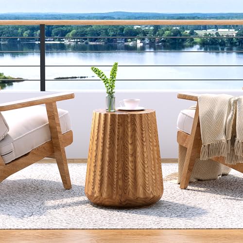 COSIEST Holz-Beistelltisch für den Außenbereich, runder MgO Betonende, Terrassen-Beistelltisch, leichter Zylinder-Top-Pflanzenständer mit drehbarem Sockel für Garten und Deck COSIEST Holz-Beistelltisch für den Außenbereich, runder MgO Betonende, Terrassen-Beistelltisch, leichter Zylinder-Top-Pflanzenständer mit drehbarem Sockel für Garten und Deck von COSIEST