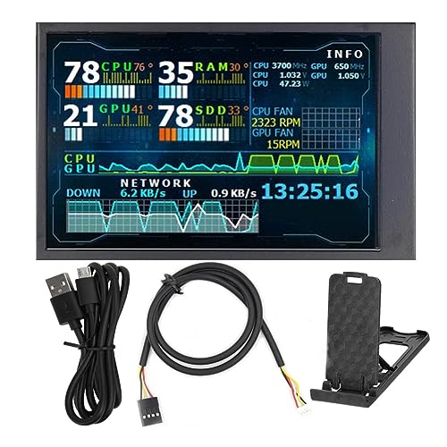 COSINE 3,5 Zoll IPS LCD-Monitor Mini kapazitiver Bildschirm für Computermonitor USB AIDA64 LCD Display USB Gehäuse PC Linux langlebig einfach zu bedienen Schwarz von COSINE