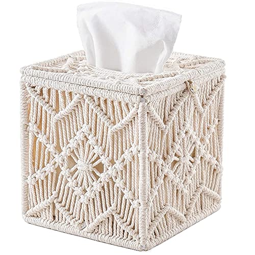 COSINE Taschentuchbox-Abdeckung, Boho-Dekor, Papiertaschentuchhalter mit Perlenschnalle, Makramee, Servietten, Taschentücher, Organizer, Heimdekoration von COSINE