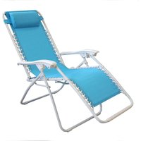 Cosma - Klappbarer liegestuhl aus anthrazitfarbigem stahl und gewebe mod. comfort hellblau von COSMA