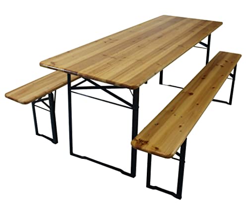 Set Bierzeltgarnitur mit Tisch 220 x 70 mit 2 Bänke für Camping Outdoor und Garten von Cosma